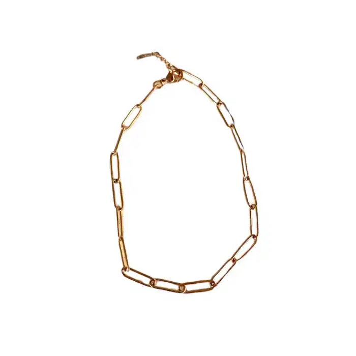 Rose Gold Renk Zincir Detaylı Çelik Halhal