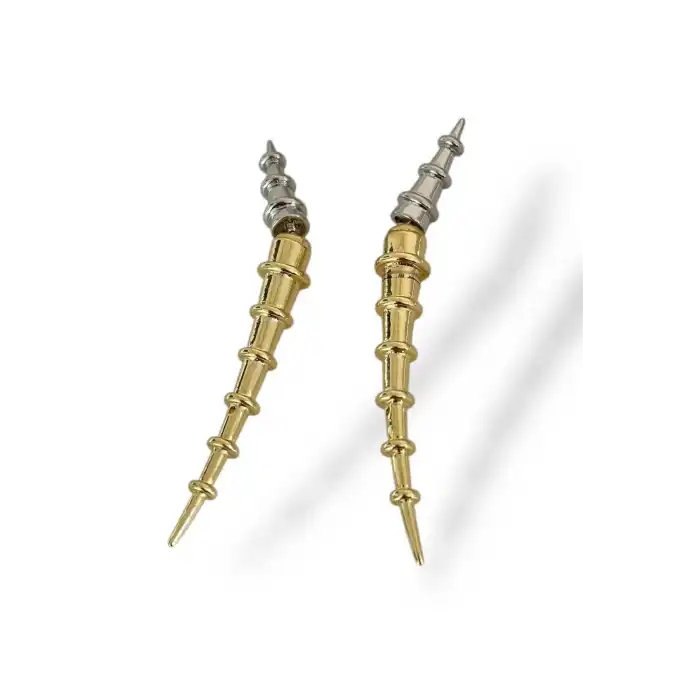 Altın Ve Gümüş Renk 14K Altın Kaplama TX Küpe (Çift)