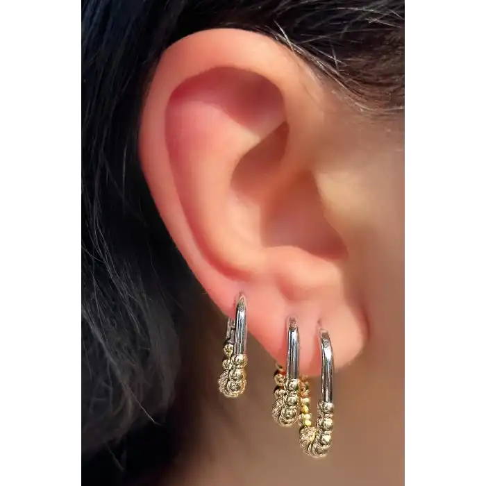 Altın Ve Gümüş Renk 3lü YSX Küpe Set