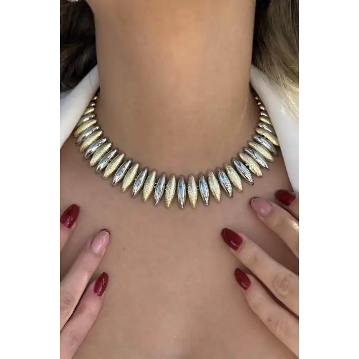 Altın Ve Gümüş Renk Tasarım YSX Kolye