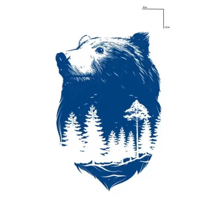 Ayı Figürlü 12 Saat Sonra Kararan Geçici Mini Dövme Tattoo