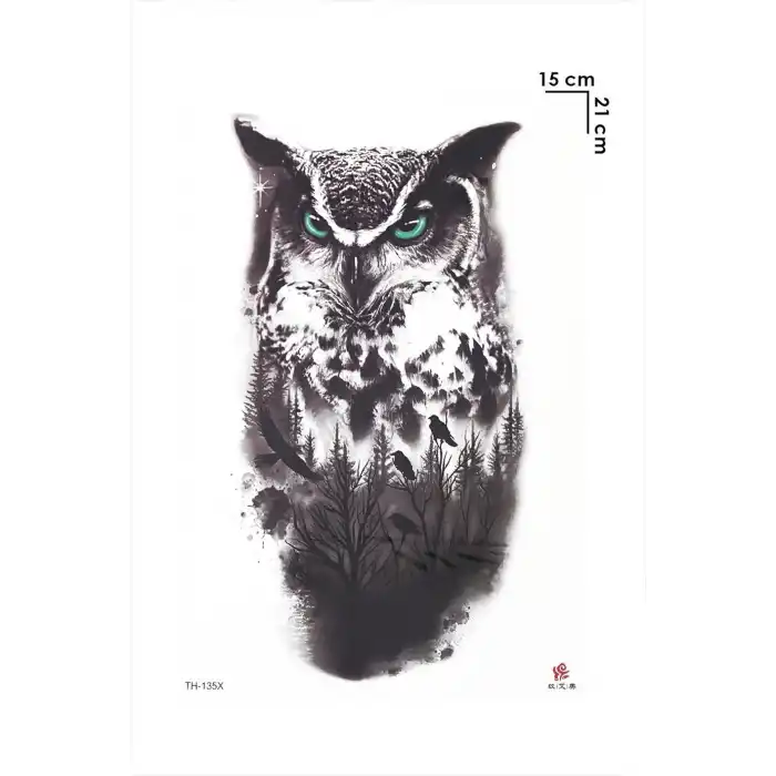 Baykuş Geçici Dövme Tattoo