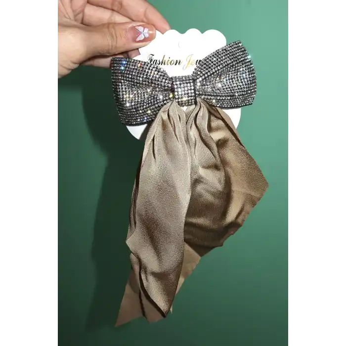 Bej Renk Kurdele Figürlü Taş Detaylı Otomat Toka