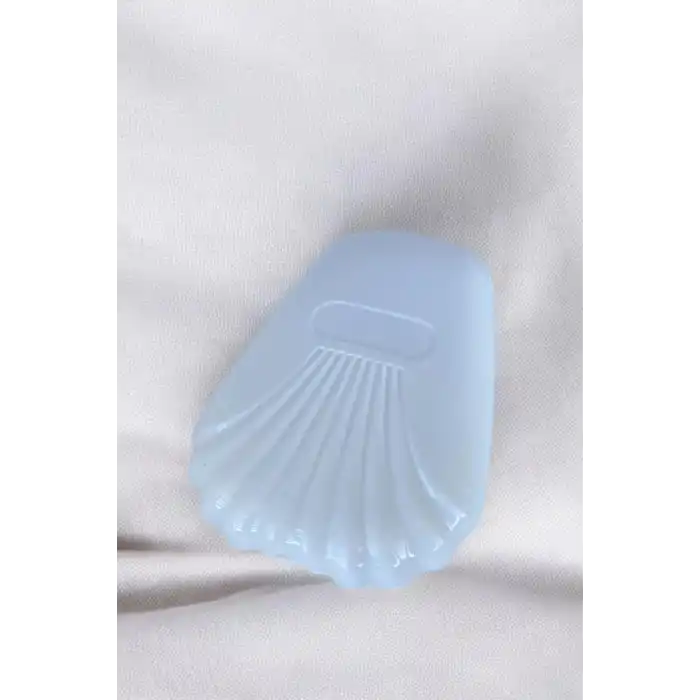 Beyaz Renk Deniz Kabuğu Figürlü Makyaj Fırçası/ Ayna Set