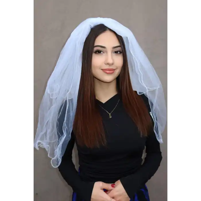 Beyaz Renk Duvak After Party Nikah Duvağı Tarak Tokalı