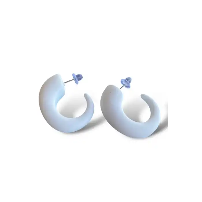 Beyaz Renk Halka Küpe (Çift)