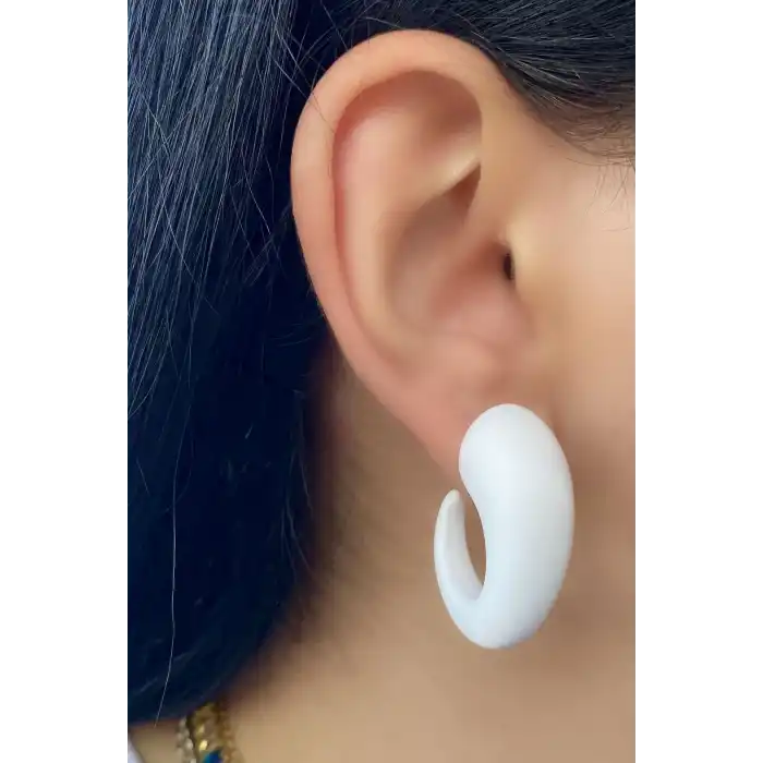 Beyaz Renk Halka Küpe (Çift)