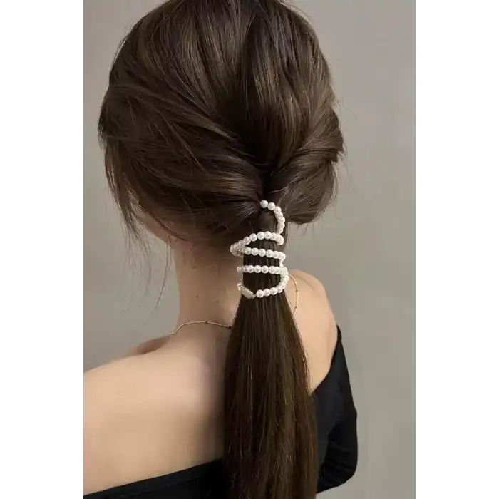 Beyaz Renk İnci Detaylı Saç Aksesuarı