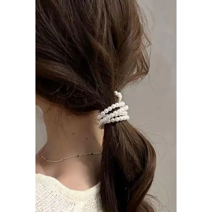 Beyaz Renk İnci Detaylı Saç Aksesuarı