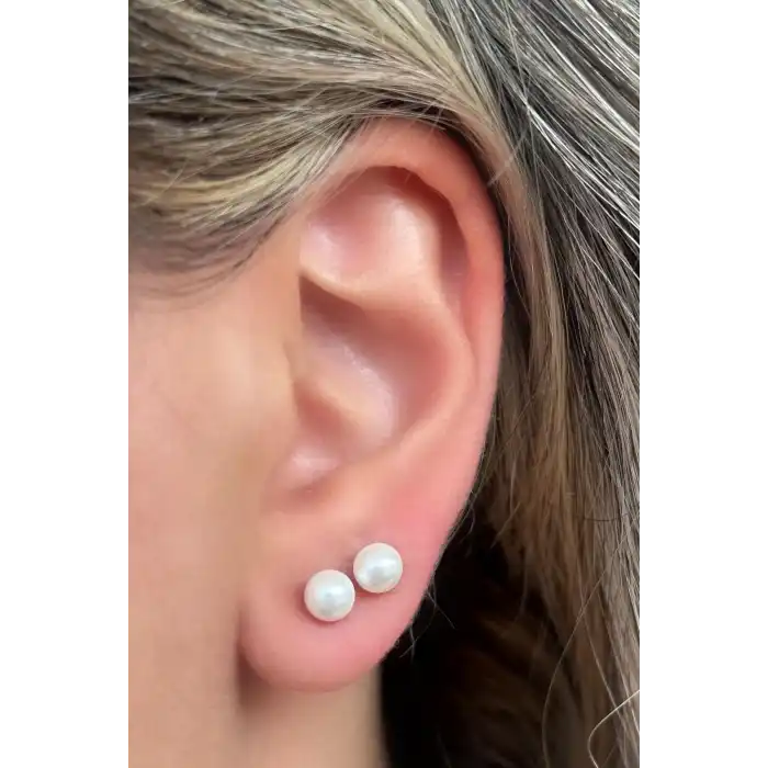 Beyaz Renk İnci Küpe (Çift)