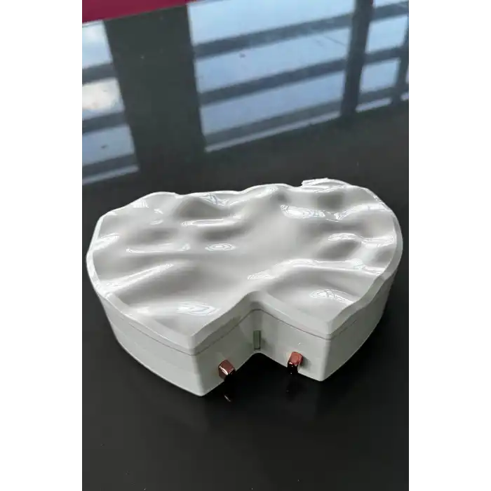 Beyaz Renk Kalp Figürlü Aynalı Çekmeceli Takı Organizeri