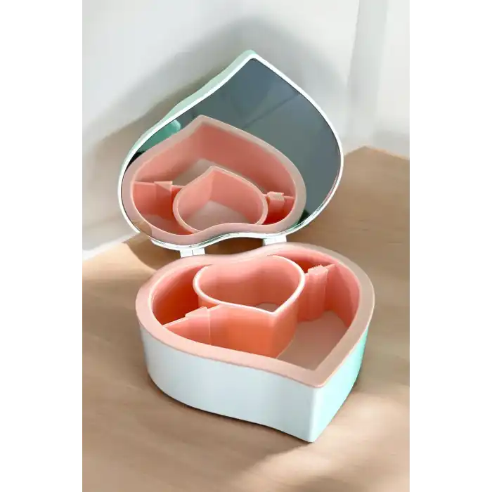 Beyaz Renk Kalp Figürlü Aynalı Takı Organizeri