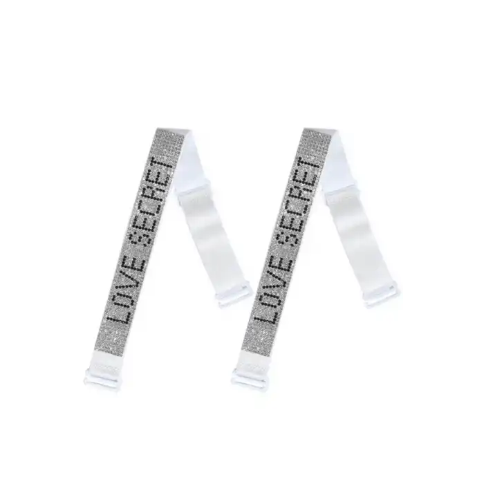 Beyaz Renk Love Secret Yazılı Taş Detaylı Sütyen Askısı