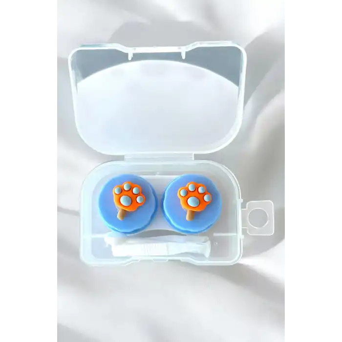 Beyaz Renk Mavi Pati Figürlü Lens Saklama Kutusu