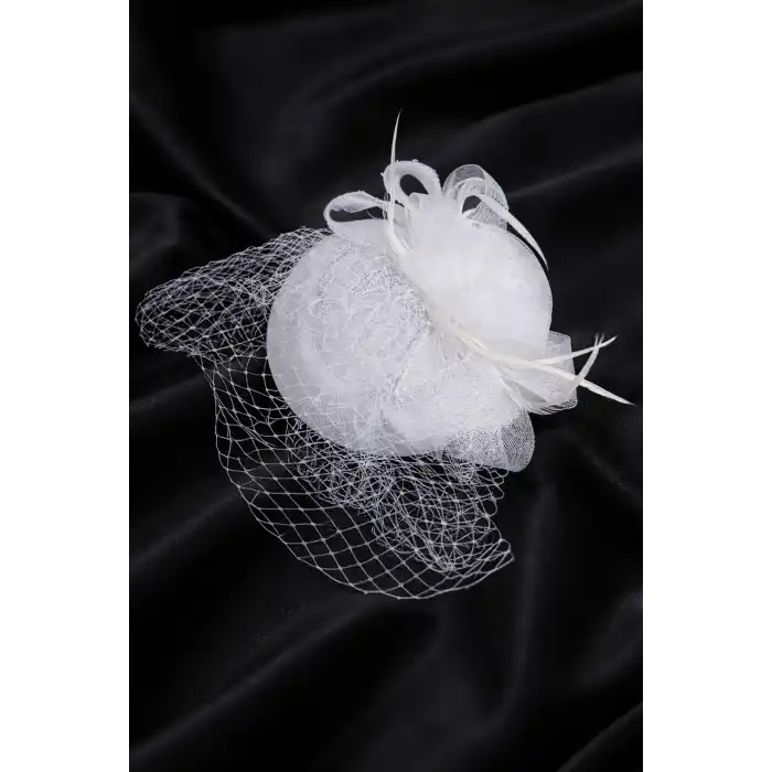 Beyaz Renk Nikah Şapkası/Vualet Şapka