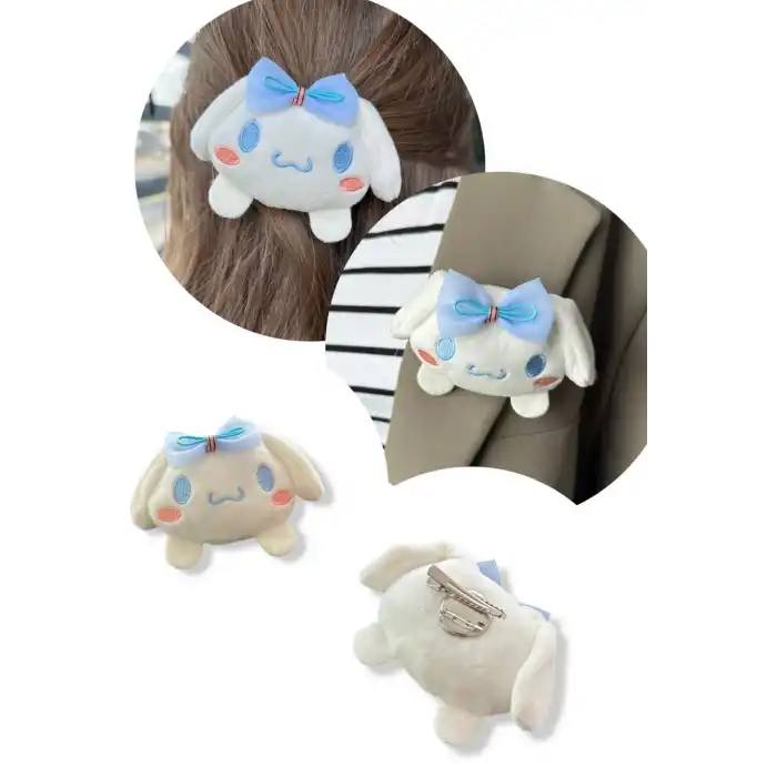 Beyaz Renk Tavşan Figürlü Rozet / Toka