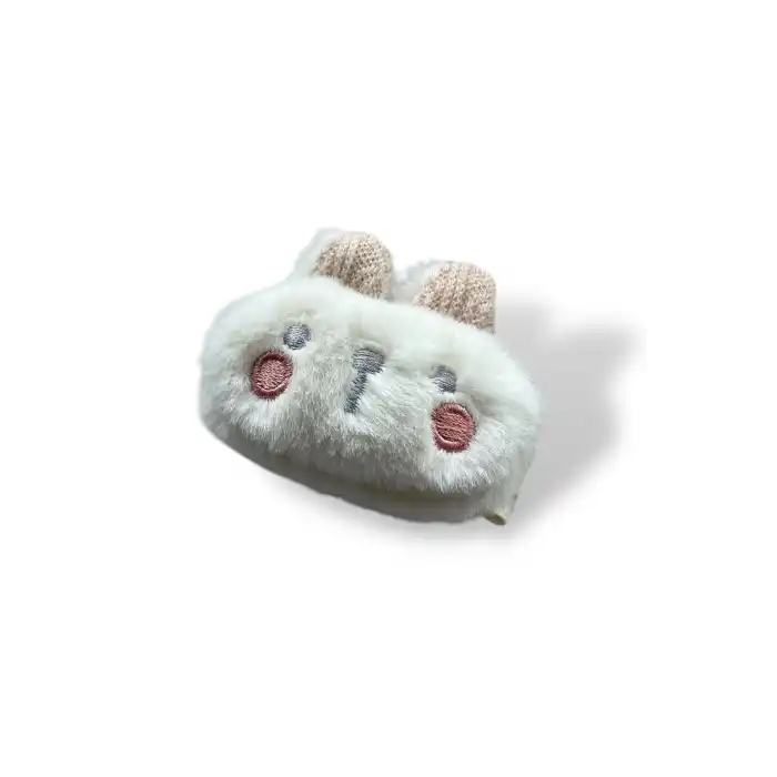 Beyaz Renk Tavşan Figürlü Yan Toka