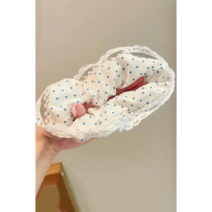 Beyaz Ve Mavi Renk Puantiyeli Simit Toka