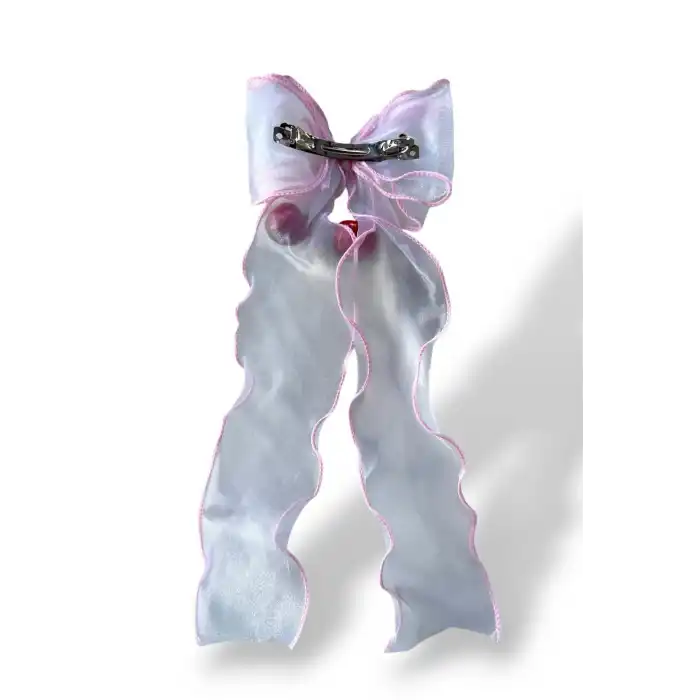 Beyaz Ve Pembe Renk Kiraz Figürlü Otomat Toka