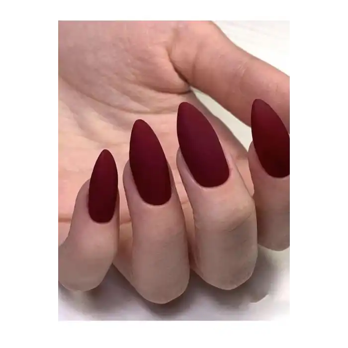 Bordo Renk 12li Takma Takma Tırnak (Yapıştırıcılı)