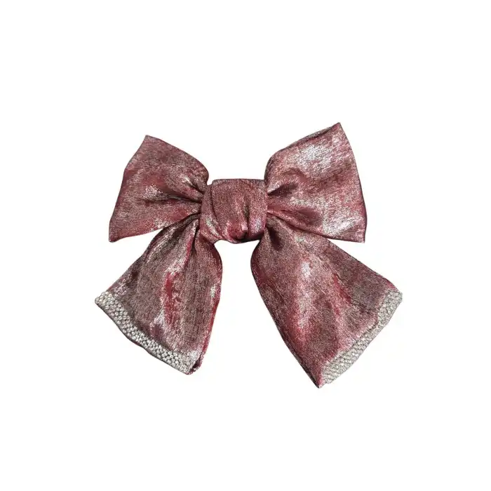 Bordo Renk Kurdele Figürlü Taş Detaylı Otomat Toka