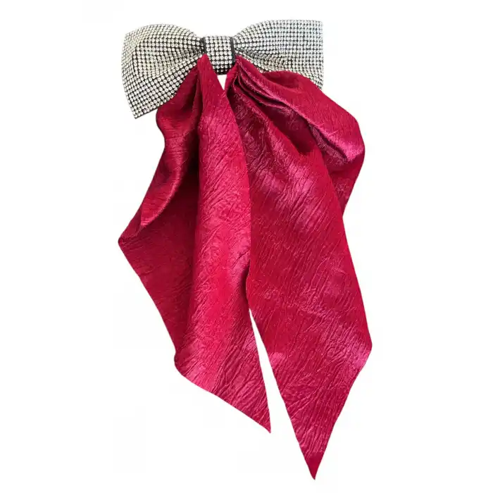 Bordo Renk Taş Detaylı Kurdele Otomat Toka