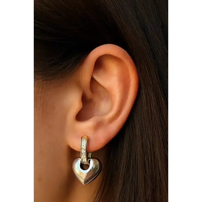 Çift Renk Taş Detaylı YSX Küpe (Çift)