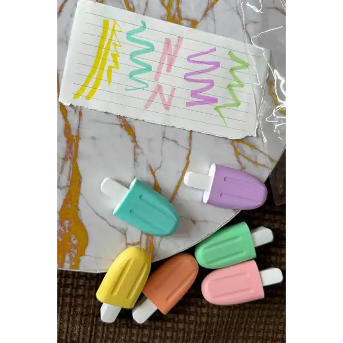 Dondurma Figürlü 6lı Fosforlu Kalem Set