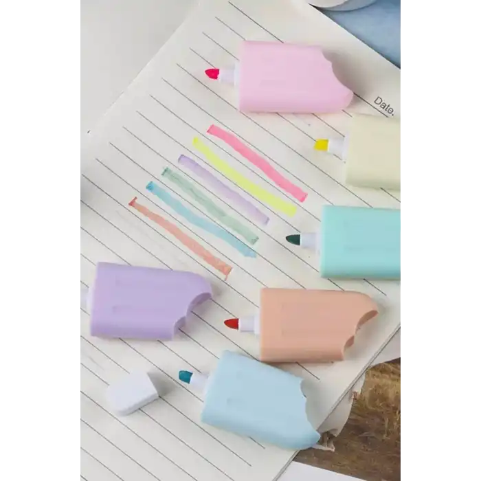 Dondurma Figürlü 6lı Fosforlu Kalem Set