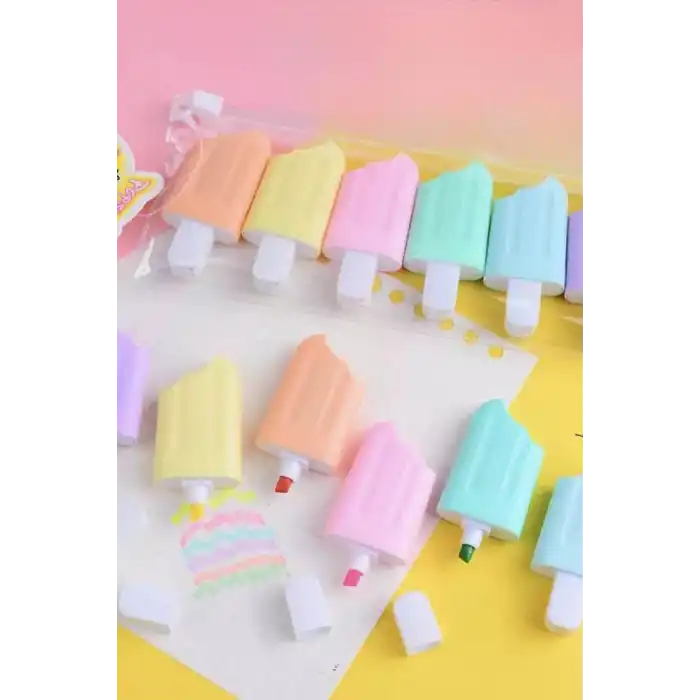 Dondurma Figürlü 6lı Fosforlu Kalem Set