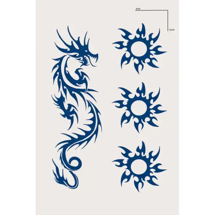 Ejderha Figürlü 12 Saat Sonra Kararan Geçici Mini Dövme Tattoo