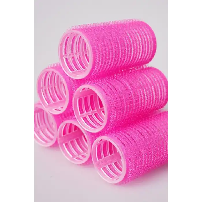 Fuşya Renk 6 Adet Bigudi Cırtlı/ Yapışkanlı Saç Bigudisi /Orta Boy