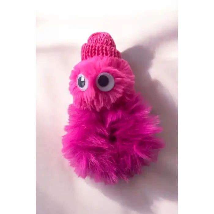 Fuşya Renk Canavar Figürlü Peluş Simit Toka