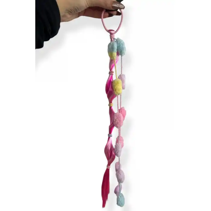 Fuşya Renk Saç Detaylı Lastik Toka