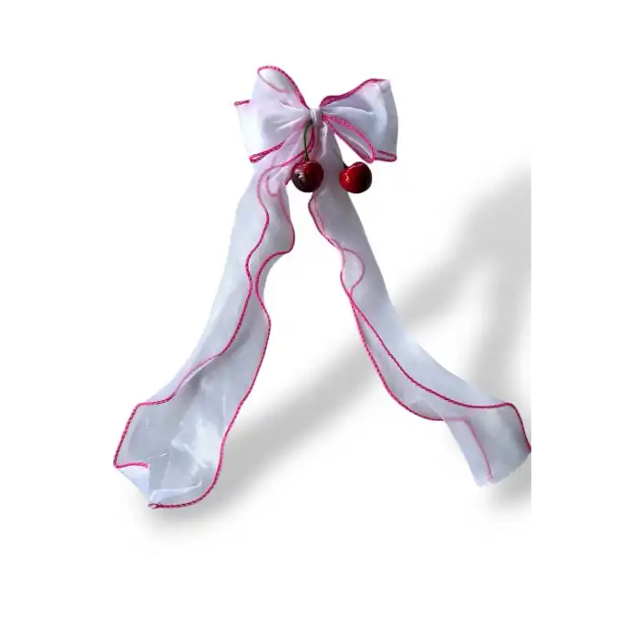 Fuşya Ve Beyaz Renk Kiraz Figürlü Otoma Toka