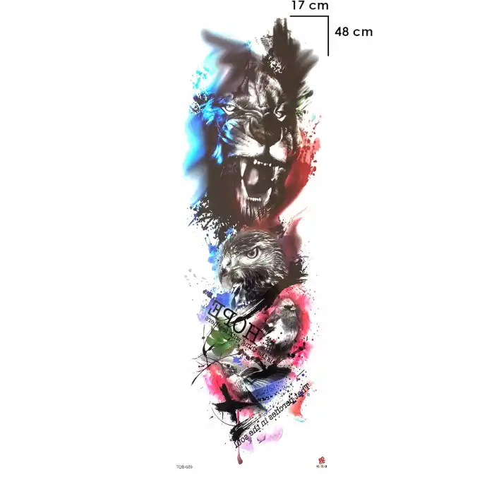 Geçici Aslan ve Kartal Kol Dövme Tattoo