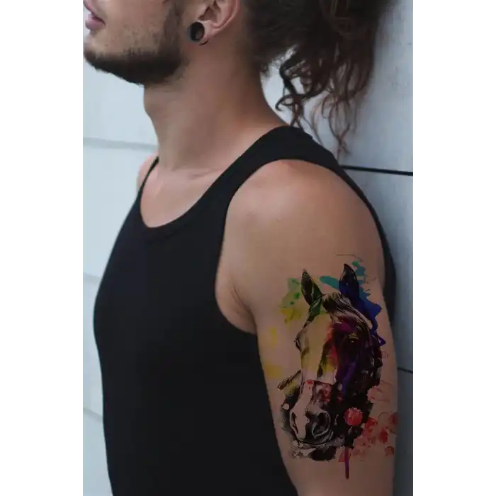 Geçici At Kafası Dövme Tattoo