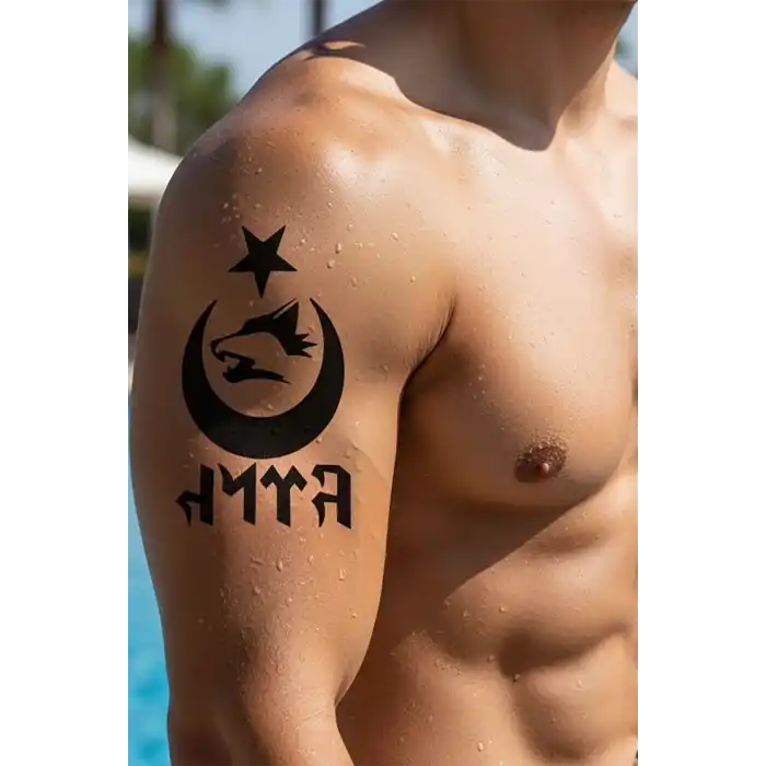 Geçici Ayyıldız Kurt ve Türk Yazılı Dövme Tattoo