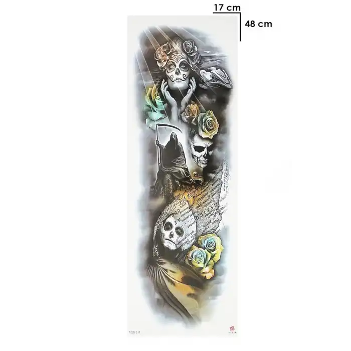 Geçici Azrail ve Kadın Modelli Kol Dövme Tattoo