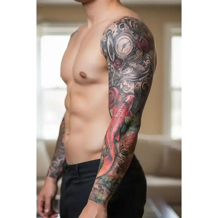 Geçici Balık ve Saat Kol Dövme Tattoo