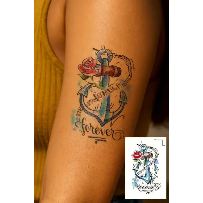 Geçici Çapa Figürlü Mini Dövme Tattoo