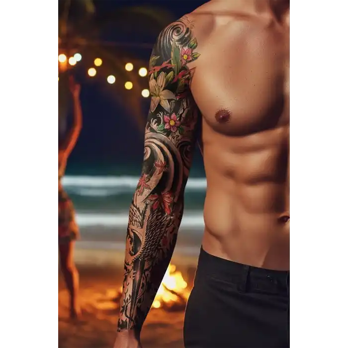 Geçici Çiçek Figürlü Kol Dövme Tattoo