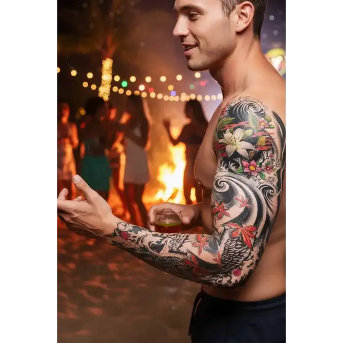 Geçici Çiçek Figürlü Kol Dövme Tattoo