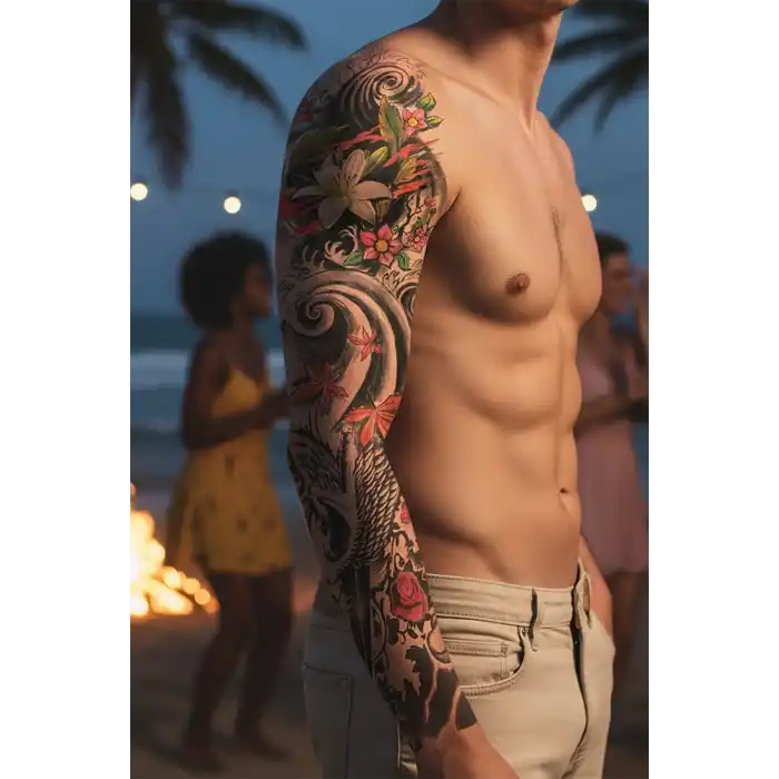 Geçici Çiçek Figürlü Kol Dövme Tattoo