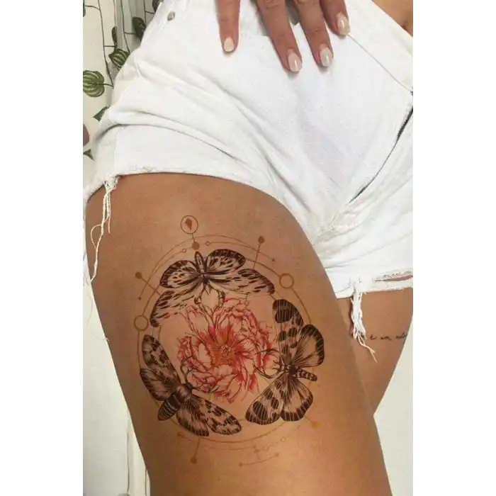 Geçici Çiçek ve Kelebek Dövme Tattoo