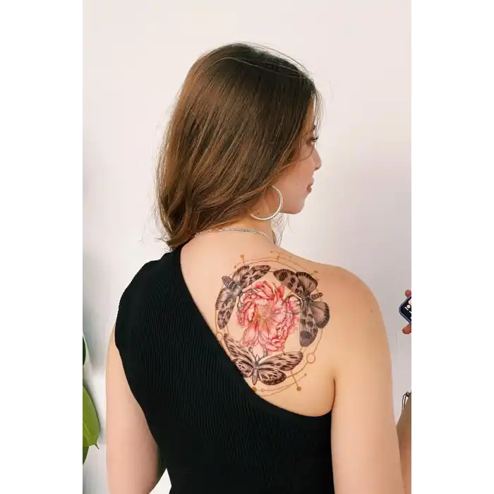 Geçici Çiçek ve Kelebek Dövme Tattoo