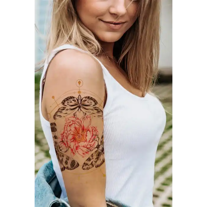 Geçici Çiçek ve Kelebek Dövme Tattoo