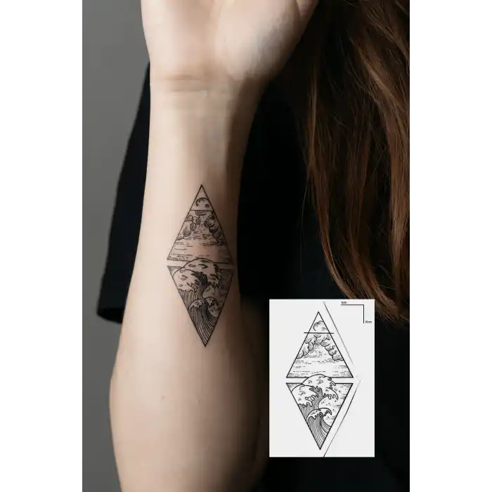 Geçici Dalga Figürlü Mini Dövme Tattoo