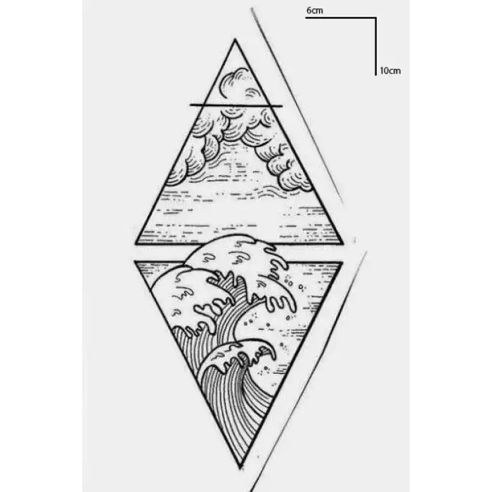 Geçici Dalga Figürlü Mini Dövme Tattoo