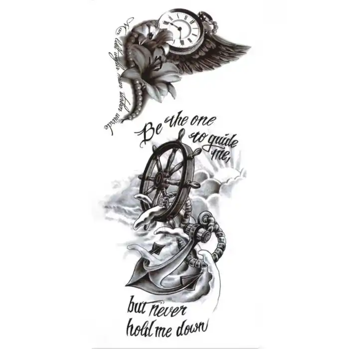 Geçici Dümen Ve Saat Figürlü Dövme Tattoo
